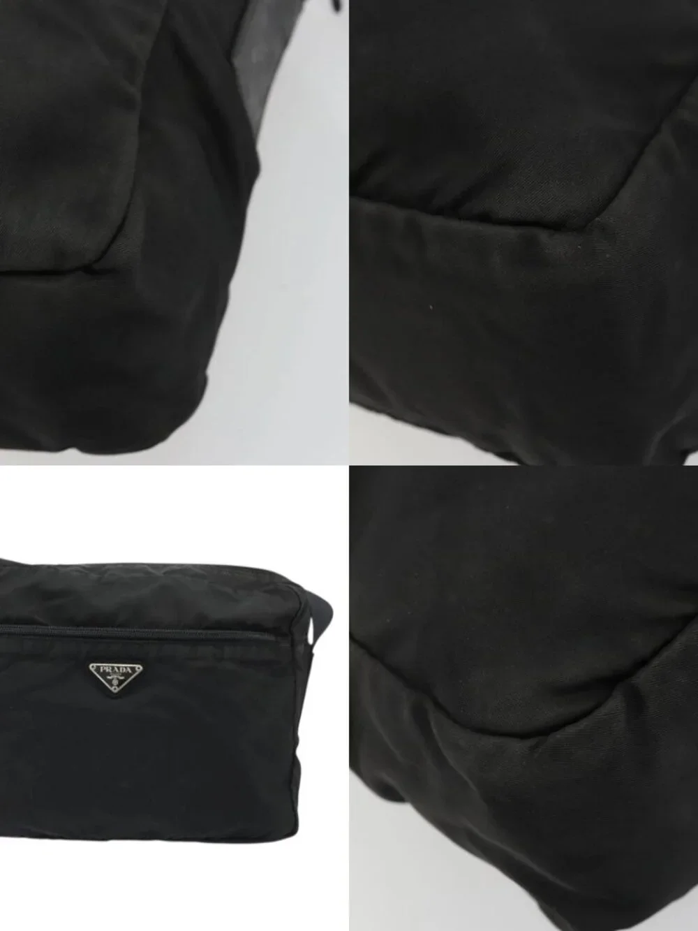PRADA Shoulder Bag Nylon Black Silver Auth ka4043